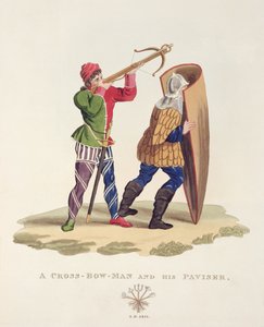Un arbalétrier et son pavisier, 1433, de Ancient Armour par Samuel Rush Meyrick, 1824