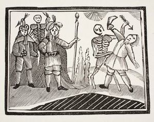 Dialogue entre un aveugle et la mort, illustration de Chap-books du XVIIIe siècle par John Ashton, pub. 1882 - English School