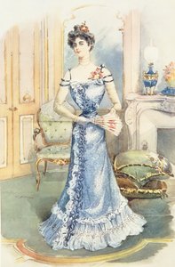 Une dame dans son salon, illustration de magazine par C. Drivan