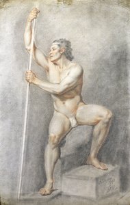 Un nu masculin tenant un bâton, vers 1770