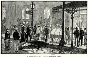 Un caniveau de Melbourne dans le passé (gravure) - English School