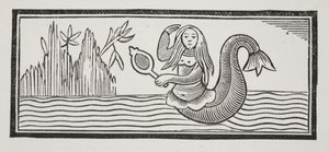 Une sirène, qui présage la destruction des marins, illustration de Chap-books du XVIIIe siècle par John Ashton, pub. 1882 - English School