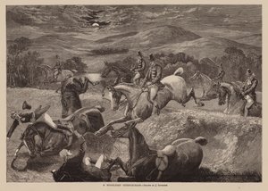 Un steeple-chase au clair de lune (gravure) - English School