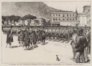 Une parade des compagnies des Highlands des volontaires du Cap, au Cap, Afrique du Sud - English School