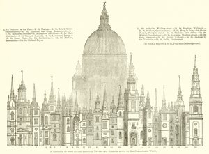 Parallèle de certaines des principales tours et clochers construits par Sir Christopher Wren