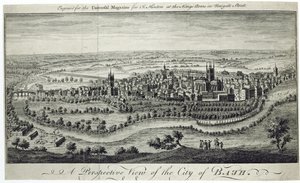 Vue en Perspective de la Ville de Bath, gravée pour le Universal Magazine, vers 1750 - English School