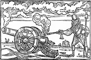 Un piquier allumant un canon