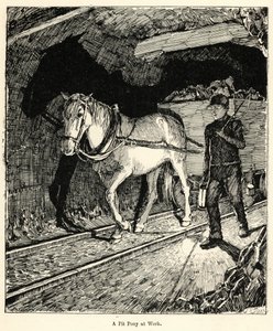 Un poney de mine au travail (gravure) - English School