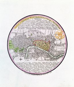 Plan de Londres, Westminster et Borough de Southwark, 1793 (gravure en couleur) - English School