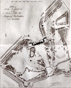 Plan des jardins du très noble marquis de Buckingham à Stowe, du guide des visiteurs, publié en 1797