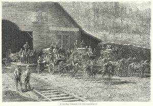 Un terminus de chemin de fer dans le Nord-Ouest (gravure) - English School