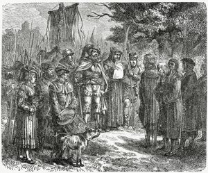 Un chevalier brigand exigeant un tribut, 1882 - English School