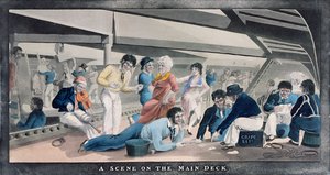 Une scène sur le pont principal, publiée par I.W. Laird, 1841