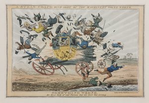 Un carrosse à vapeur avec une partie de la machinerie défectueuse, vers 1825 - English School