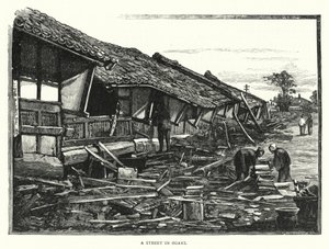 Une rue à Ogaki (gravure) - English School