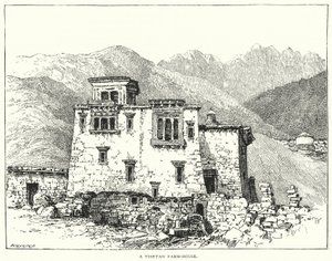 Une ferme tibétaine (gravure)