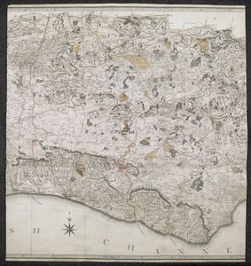 Carte topographique du comté de Sussex, divisée en Rapes, Deanries et Hundreds. Planifiée à partir d