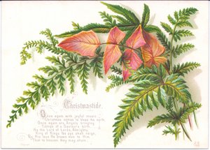 Carte de Noël victorienne avec une branche de fougères, c.1880 - English School