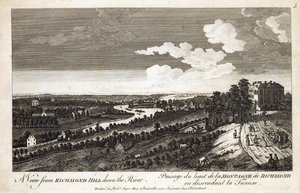 Vue de Richmond Hill sur la rivière, imprimée pour Robert Sayer Map et Printseller, Fleet Street