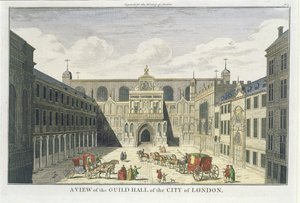 Vue de la Guild Hall de la ville de Londres, de The History of London, fin du XVIIIe siècle