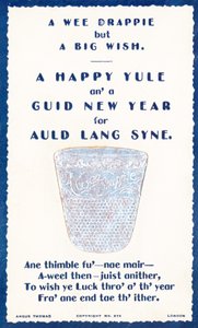 A Wee Drappie, dé à coudre, carte de Nouvel An