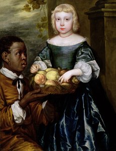 Une Jeune Fille Recevant un Panier de Fruits par un Serviteur, vers 1650 - English School
