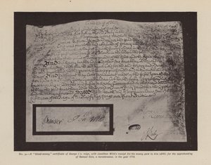 Un certificat de "monnaie de sang" de George I." (lithographie) - English School