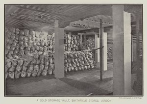 Chambre froide, Smithfield Stores, Londres (photo n/b) - English School