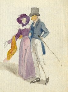Un couple se promenant, vers 1825 - English School