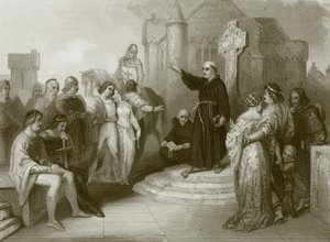 Un frère dominicain prêchant une croisade - English School