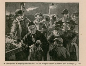 Un gramophone, un peseur et un vendeur énergique de bonbons criaient - English School