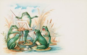Un groupe de grenouilles musicales