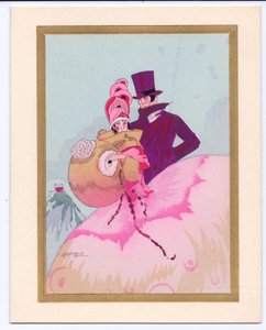 Carte de Noël française pochoir colorée à la main d