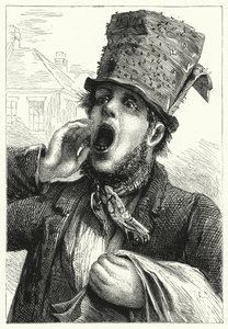 Un homme vendant des papiers tue-mouches (lithographie) - English School