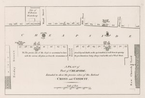 Un plan de Cheapside, Londres, destiné à montrer les sites précis de l