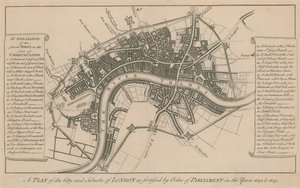 Plan de la ville et des faubourgs de Londres fortifiés par ordre du Parlement en 1642 et 1643 - English School