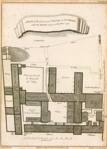 Plan du terrain et des bâtiments dans le Strand appelé le Savoy, pris en 1736 - English School