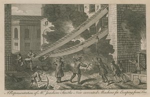 Représentation de la nouvelle machine inventée par M. Joachim Smith pour échapper au feu - English School