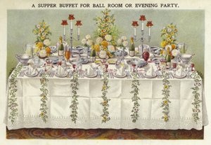 Un buffet de souper pour salle de bal ou soirée
