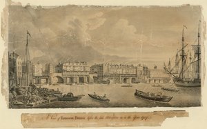 Vue du Pont de Londres avant la dernière modification en 1757 - English School