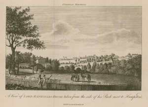 Vue de la maison de Lord Mansfield prise du côté de son parc à côté de Hampstead - English School