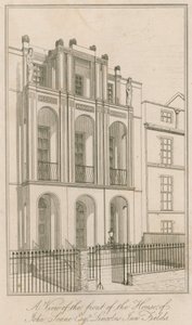 Vue de la façade de la maison de John Soane Esq, Lincolns Inn Fields, Londres - English School