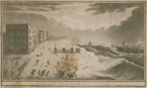 Vue de la jetée pendant la tempête à Brighton - English School