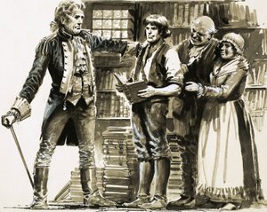 Un voisin riche voit Samuel Johnson travailler dans une librairie