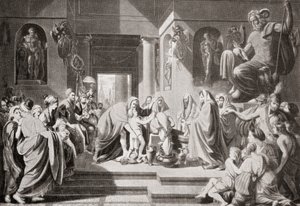 Un jeune Hannibal, ordonné par son père Hamilcar Barca, de jurer une inimitié éternelle à Rome, de Hutchinson
