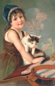 Une jeune fille posant avec un chat - English School