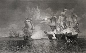 Action entre Bonhomme Richard et le Serapis, 23 septembre 1779 (gravure) - English School