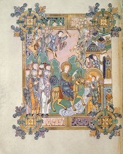 Entrée à Jérusalem, du Bénédictional de St. Aethelwold, Winchester, c.980 - English School