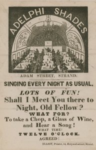 Publicité pour Adelphi Shades, Adam Street, Strand