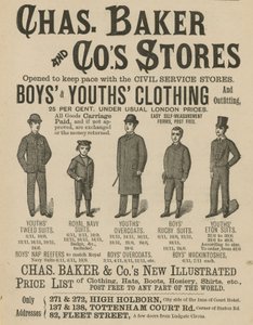 Publicité pour les magasins Chas Baker & Co - English School